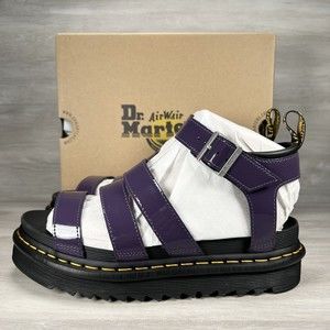 Dr Martens Blaire Patent Leather Strap Sandals Black Currant Purple